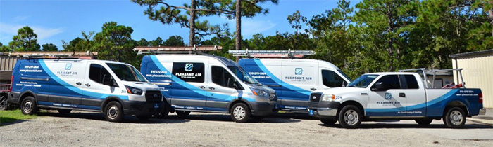 Vans lined up